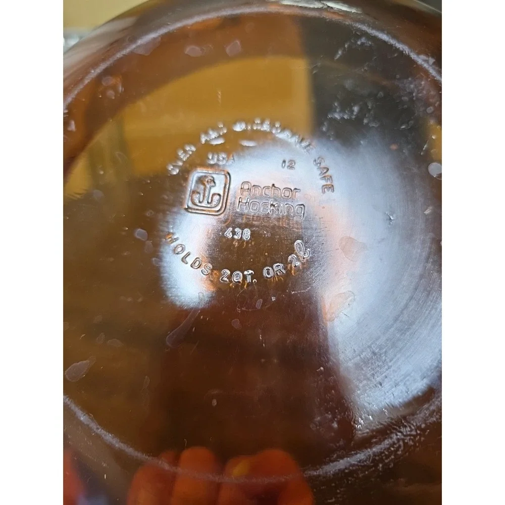 Vintage Anchor Hocking Fire King 2 Qt Casserole Dish #438 Amber USA No‎ Lid
